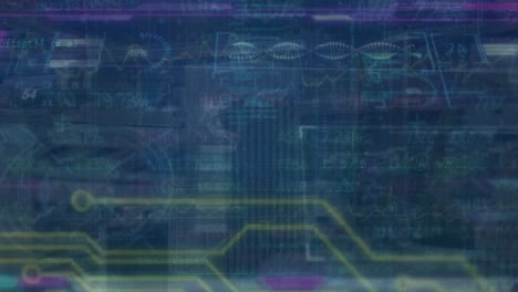 Animation-of-financial-data-processing-over-computer-circuit-board