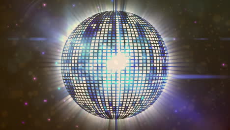 animación de una bola de espejo de discoteca girando sobre un fondo negro