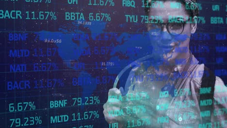 procesamiento de datos del mercado de valores contra una fotógrafa