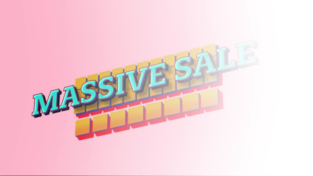 그래디언트 배경에 대 한 파동 패턴과 함께 3d 사각형에 대규모 판매 텍스트의 애니메이션