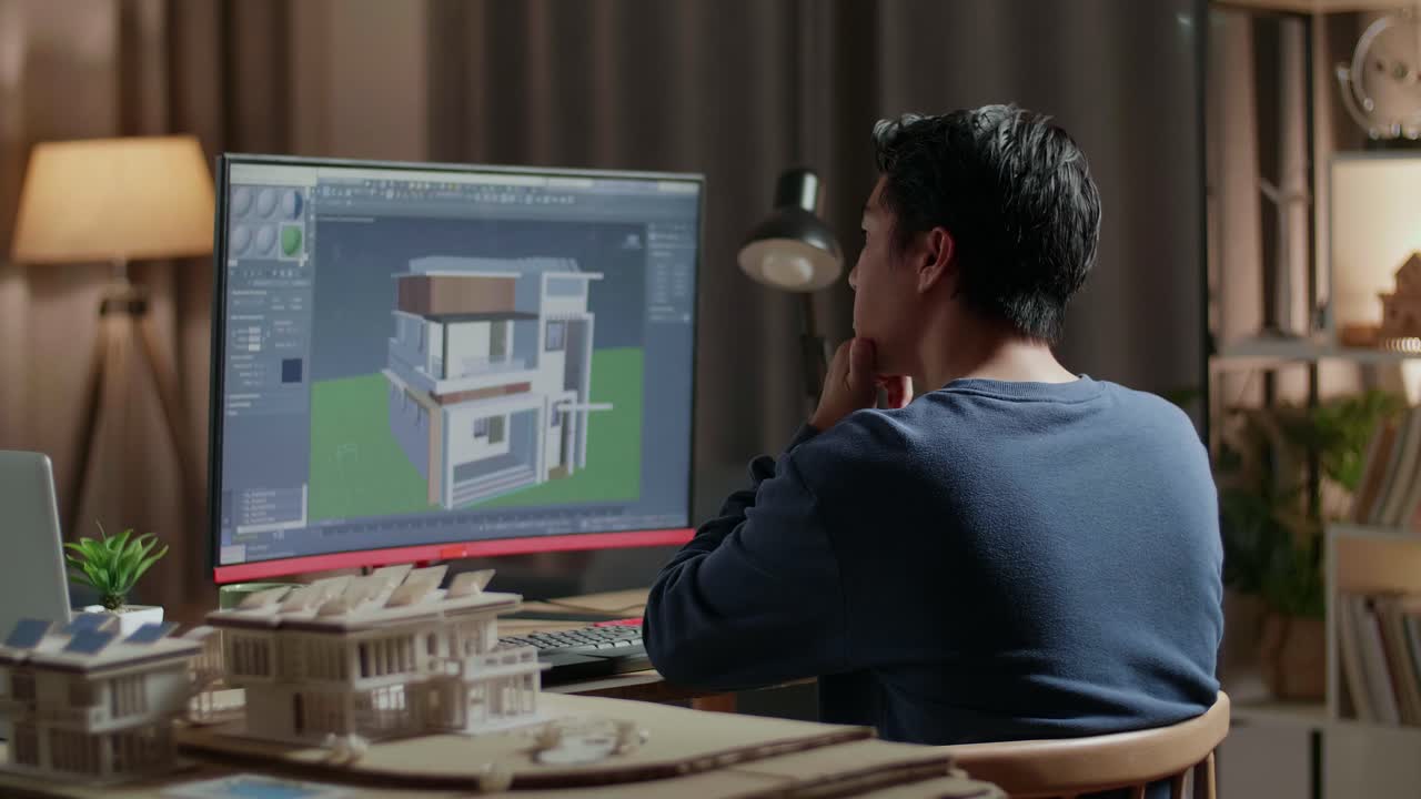 arquitecto que trabaja en el diseño de casas en el hogar