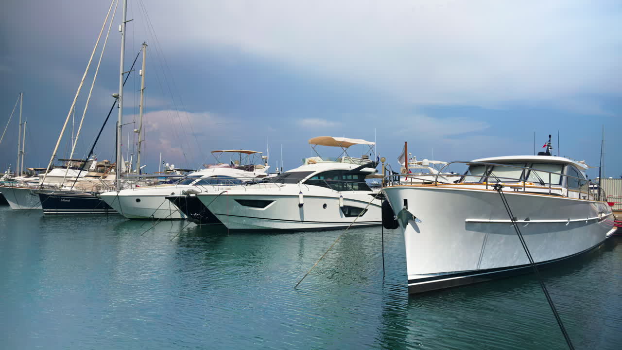 Many boats docked in the Port Vauban in Antibes, France