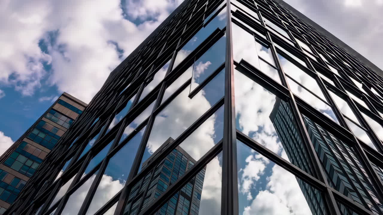 Modern Skyscraper Corner with Cloud Reflections