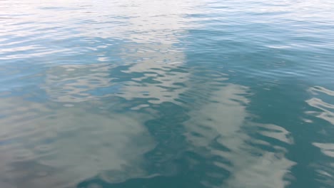 reflecting surface of turquoise clear water from a driving boat