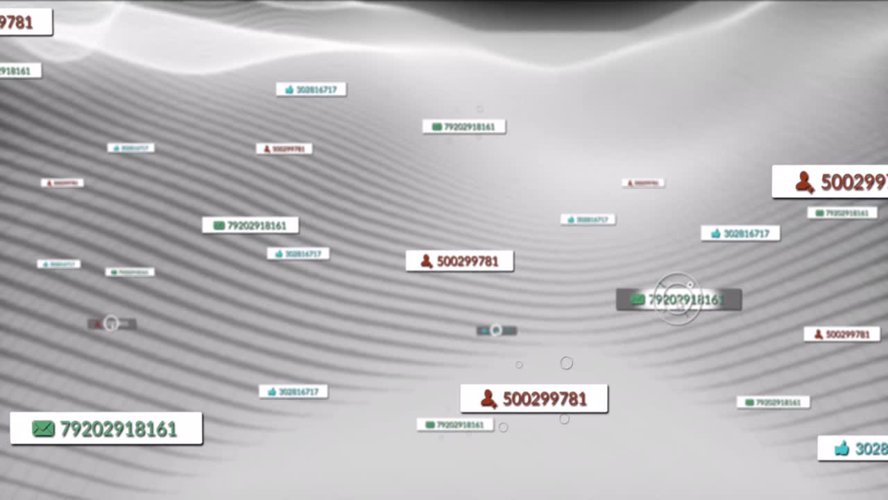 Animation of media icons and shapes on black background