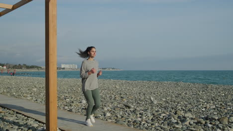 woman running on a beach