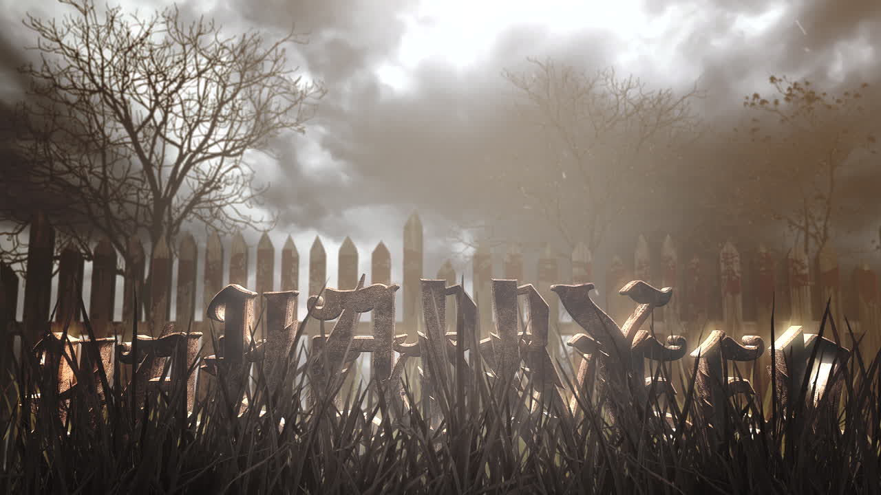 어두운 숲과 안개와 해피 할로윈과 신비로운 할로윈 배경