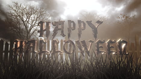 Feliz-Halloween-Y-Fondo-De-Halloween-Místico-Con-Bosque-Oscuro-Y-Niebla