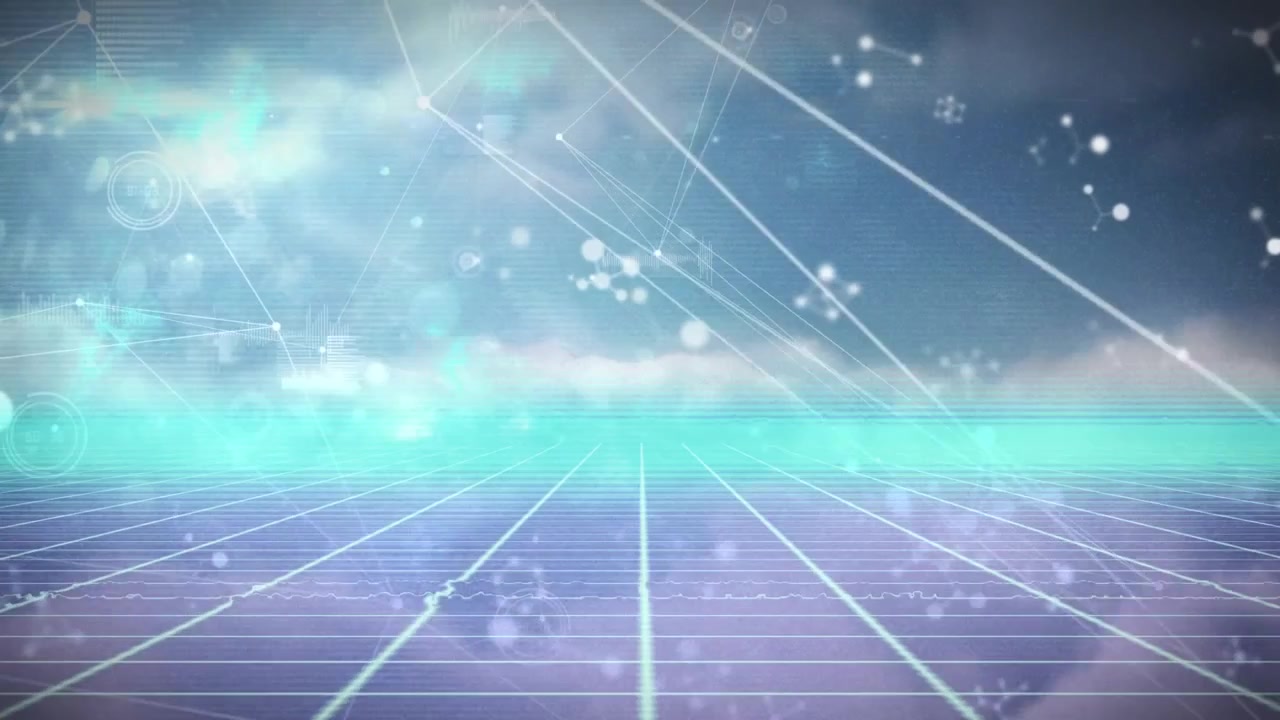 雲の上をデータが処理されるアニメーション