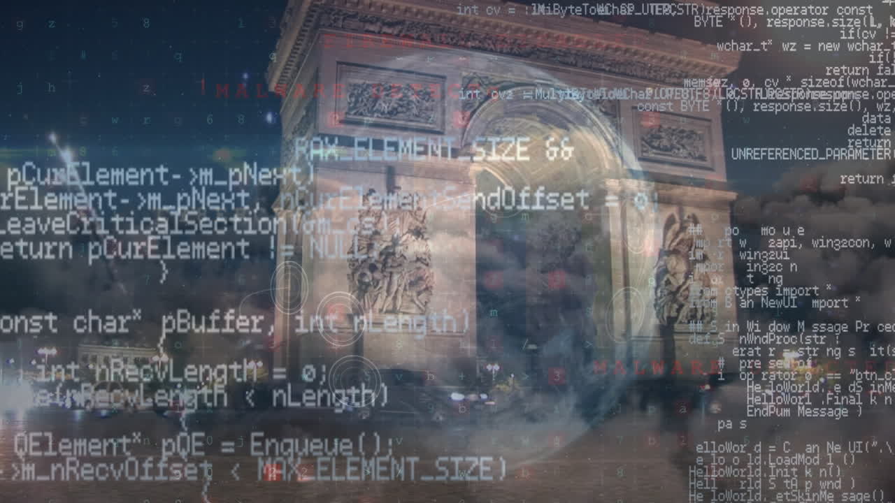 불꽃놀이와 도시 풍경에 대한 데이터 처리 애니메이션