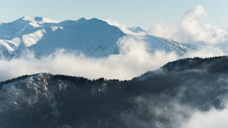 time lapse mountain olympus peaks snow covered peaks clouds moving sunny day winter