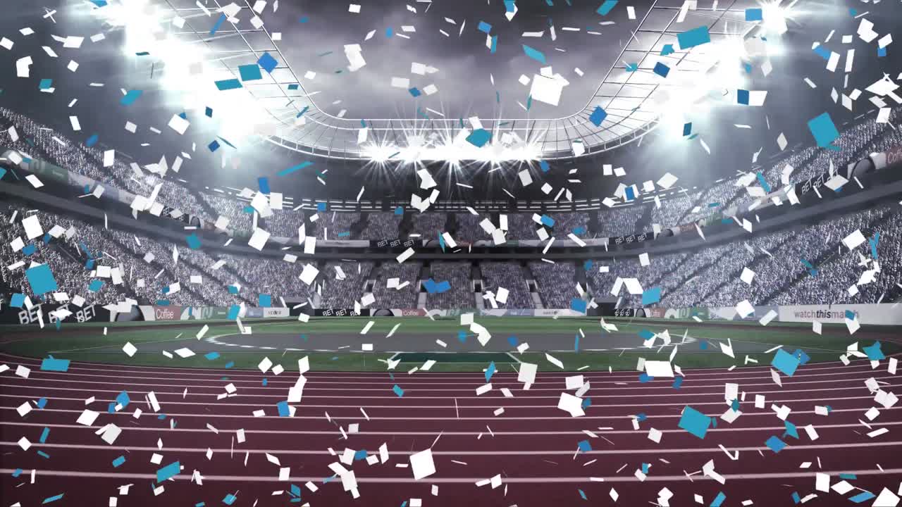 스타디움 에 떨어지는 콘페티