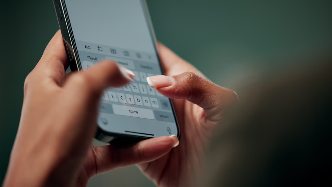 Typing on a smartphone