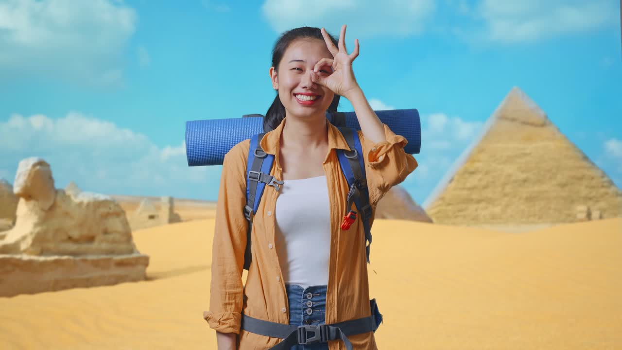 Happy Tourist Woman in Egypt