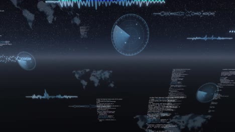 Animation of interface with data processing against space in background