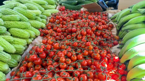 fresh produce displayed at a bustling market