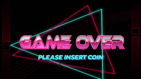 animation of game over text over light trails on black background