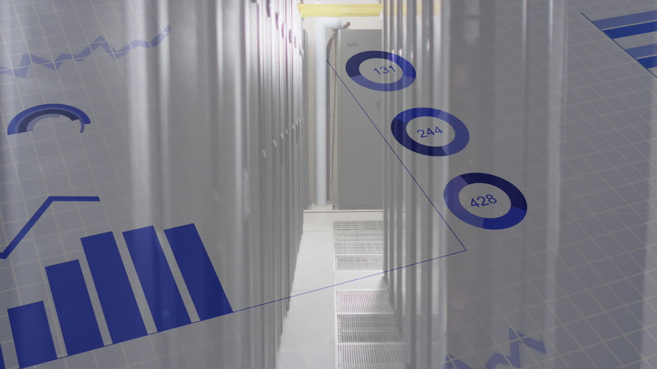 컴퓨터 서버를 통해 데이터 처리의 애니메이션