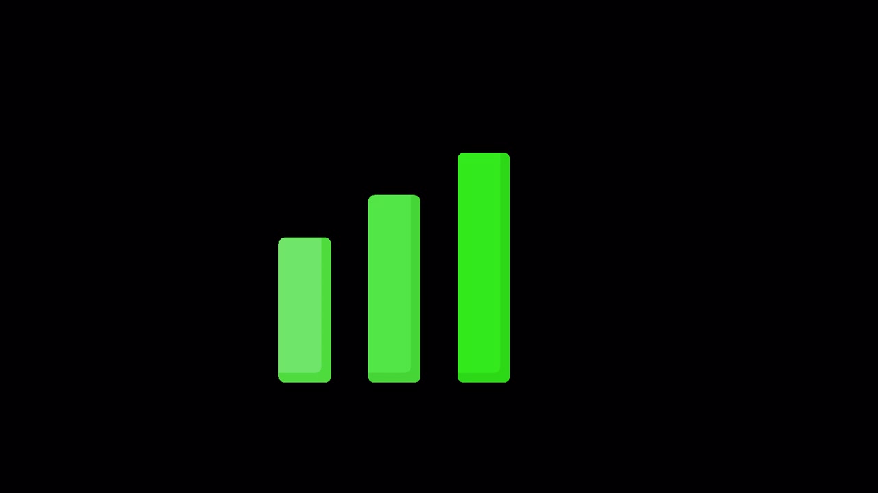 Animated Green Signal Strength Bars Icon on Black Background
