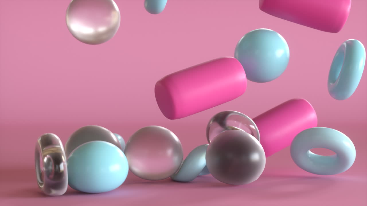 Abstract 3D Geometric Shapes in Pastel Colors