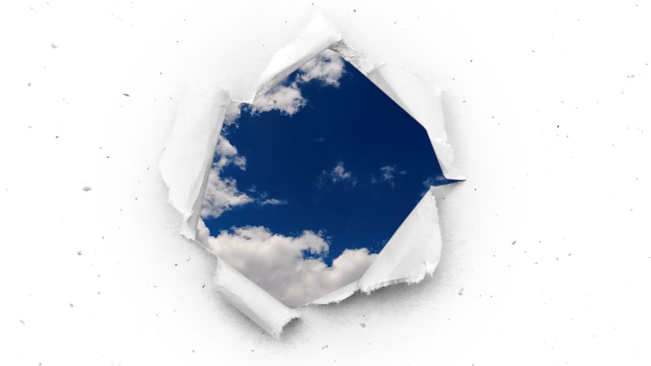 낮에는 눈 인 하늘에 갈라진 가장자리가 있는 구이 있는데, 그 구을 통해 푸른 하늘을 볼 수 있다.