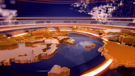 3d digital world map news intro background