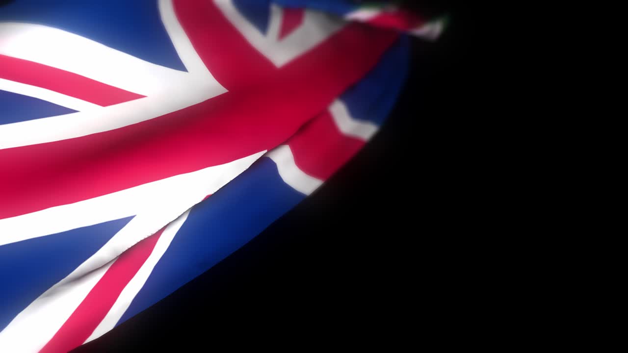 영국 발, 발을 흔드는 현실적인 3d 애니메이션, 바람에 흔들리는 영국 불, 영국 국기, 원활한 루프 애니메이션, 4k 고품질, 3d 렌더링