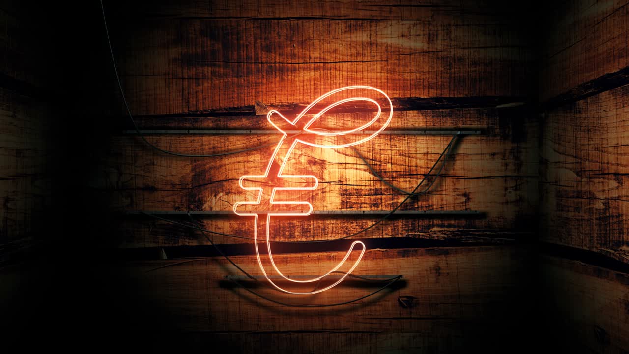 Insegna luminosa al neon con simbolo dell'euro.