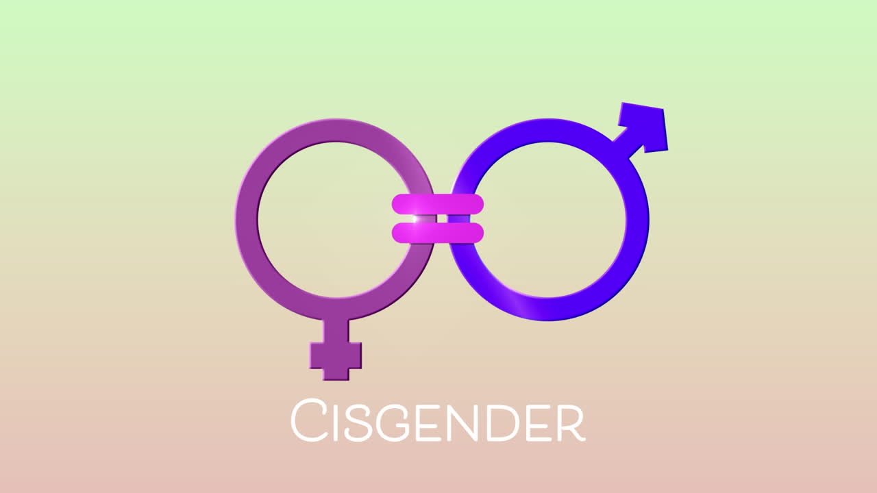 Animation of cisgender text and symbol on green background