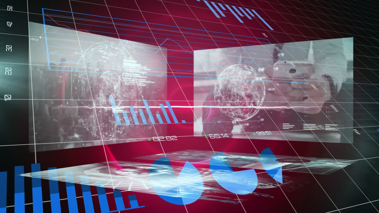 디지털 화면으로 통계 및 데이터 처리의 애니메이션