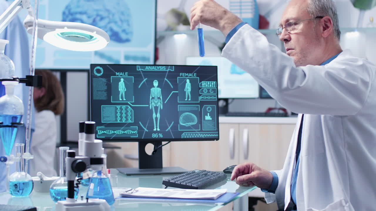 Scientists conducting medical research in a laboratory