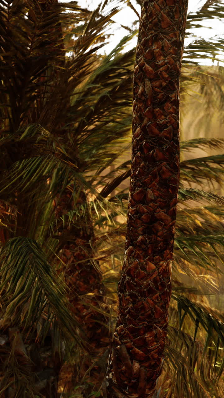 Palm trees in a lush tropical jungle