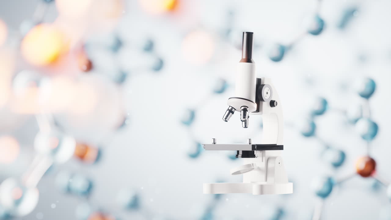 マイクロスコープ 透明分子の背景 3dレンダリング