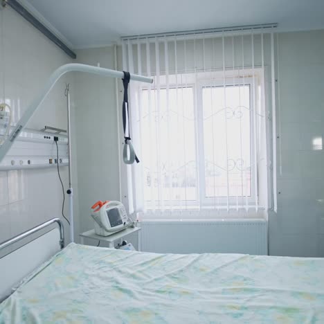 recovery room with bed. hospital room with beds and comfortable medical equipment in a modern hospital