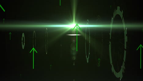 animation of green arrows over scopes scanning