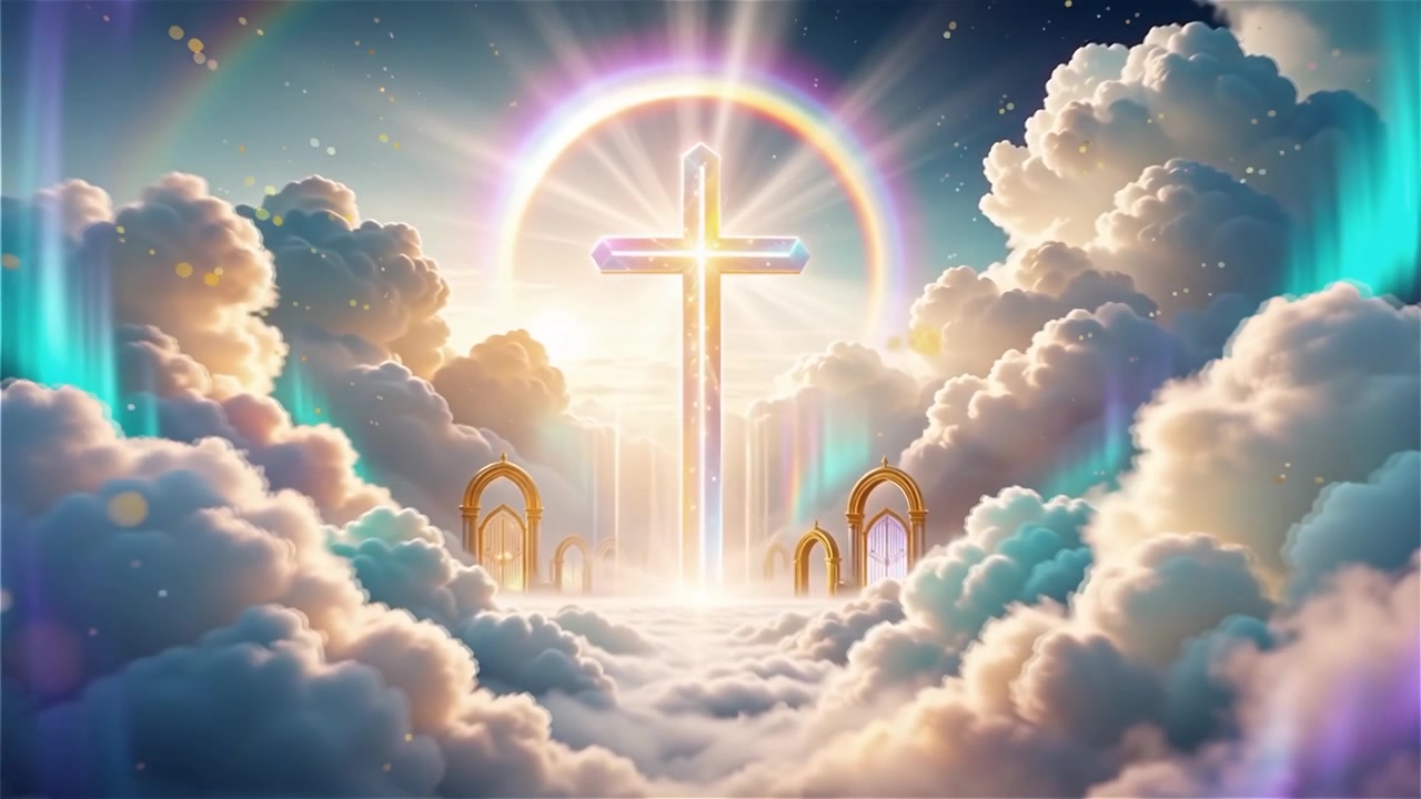 Christian Cross Heavenly Light Worship Background