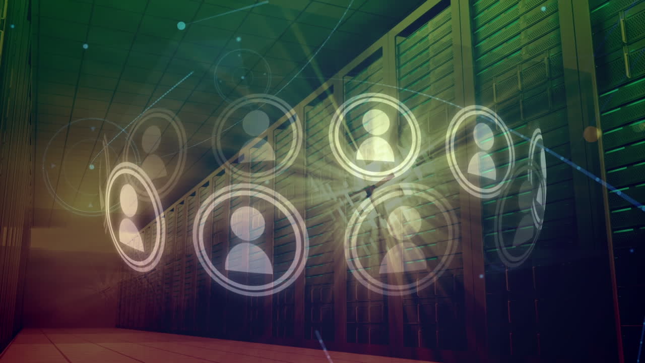 서버를 통해 사용자 아이콘을 가진 연결의 애니메이션