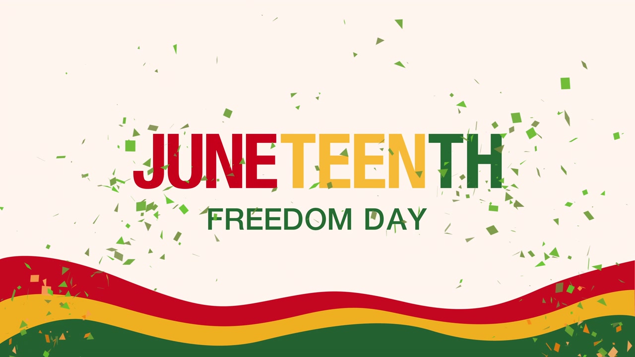 Juneteenth-vapaudenpäivän juhla konfeteilla ja panafrikkalaisilla väreillä