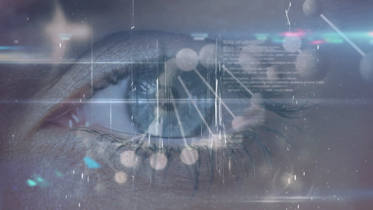 백인 여성의 눈에 대한 dna 및 데이터 처리 애니메이션