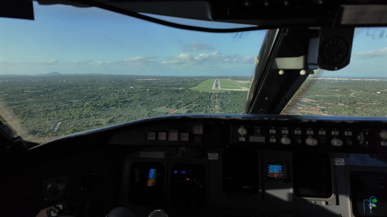 Airplane Landing Approach - Cockpit View