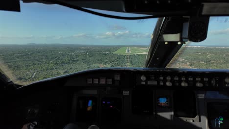 airplane landing approach - cockpit view