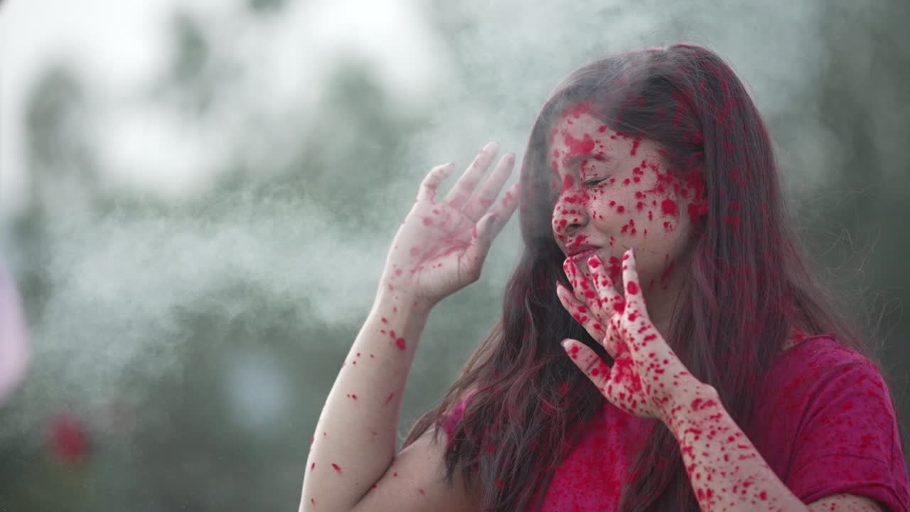 Indian Festival Holi Celebration Slowmotion