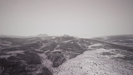 dramatic winter dark desert steppe on a highland mountain plateau