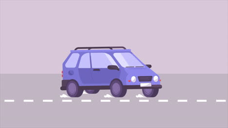 coche azul conduciendo en un camino gris