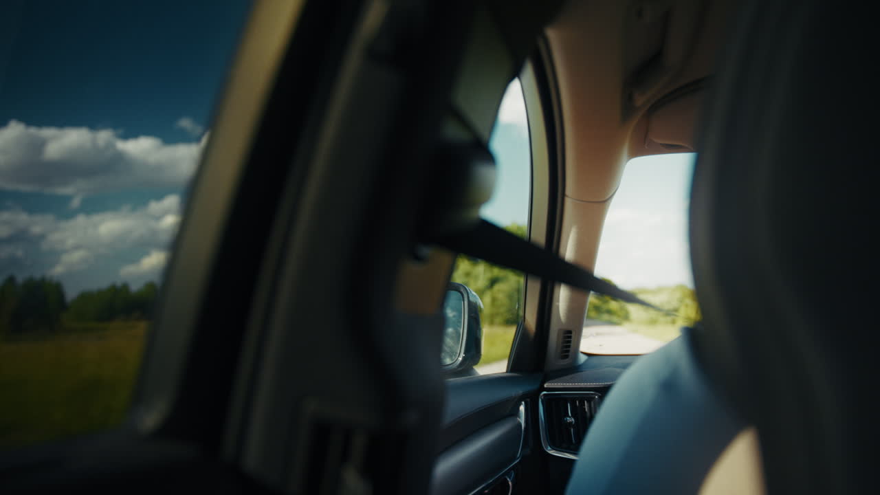 Car Interior View on a Country Road