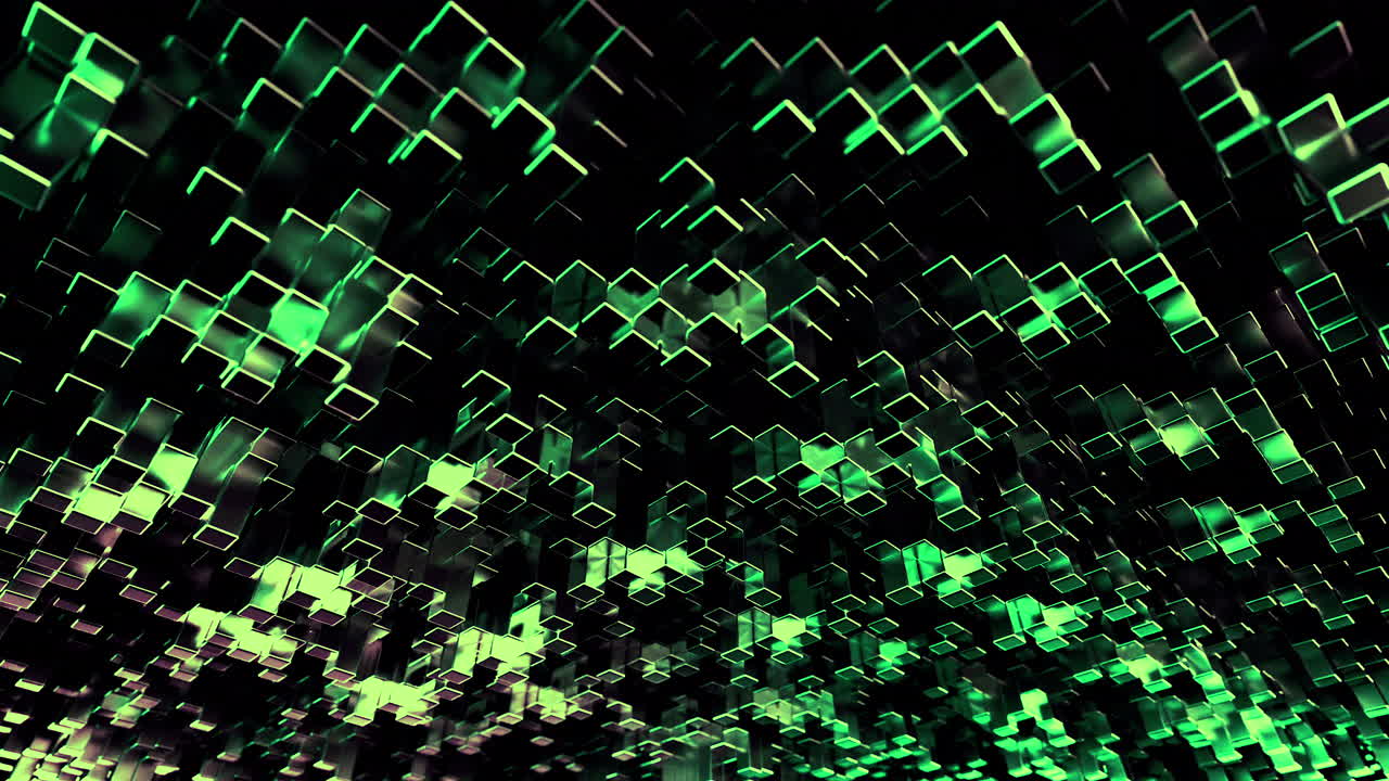 추상적인 반이는 녹색 큐브