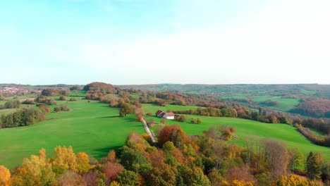 aerial-view-green-fields-village