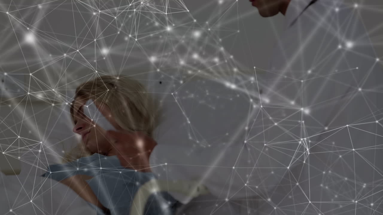 animación de la red de conexiones entre el médico y el paciente caucásico