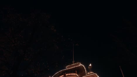 Tivoli-Park-entrance-in-Copenhagen-at-night-on-Halloween