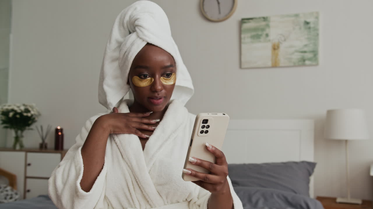 Black Woman Photographing during Skin Care Routine